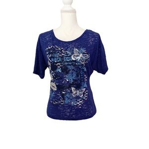 Rocker Girl Blue Short Sleeve Top Size Medium